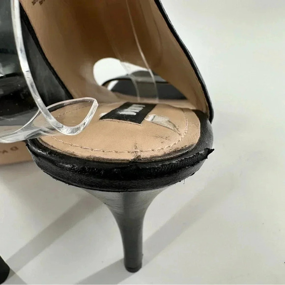 Dkny womens heels size 10 41 black leather platform chunky booties - Picture 6 of 15